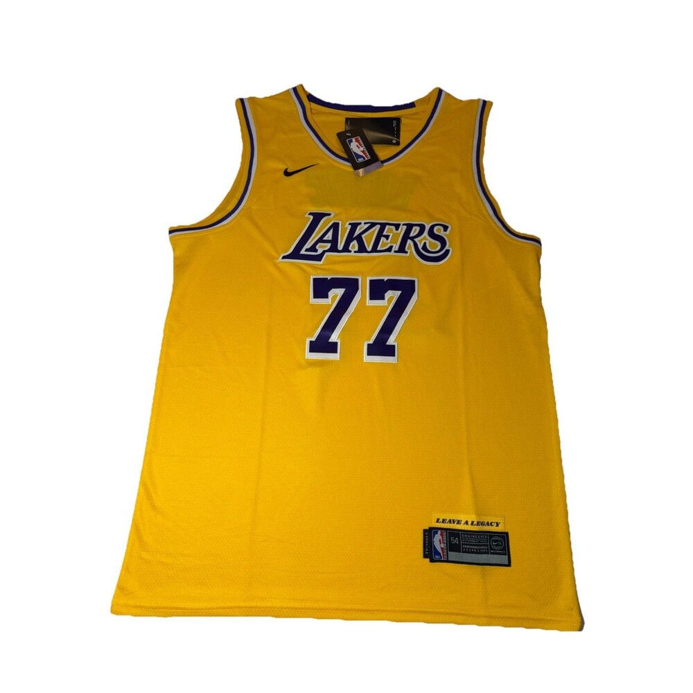 Brand New Nike Luka Doncic Lakers #77 Jersey Mens 54 XL Yellow NBA Swingman